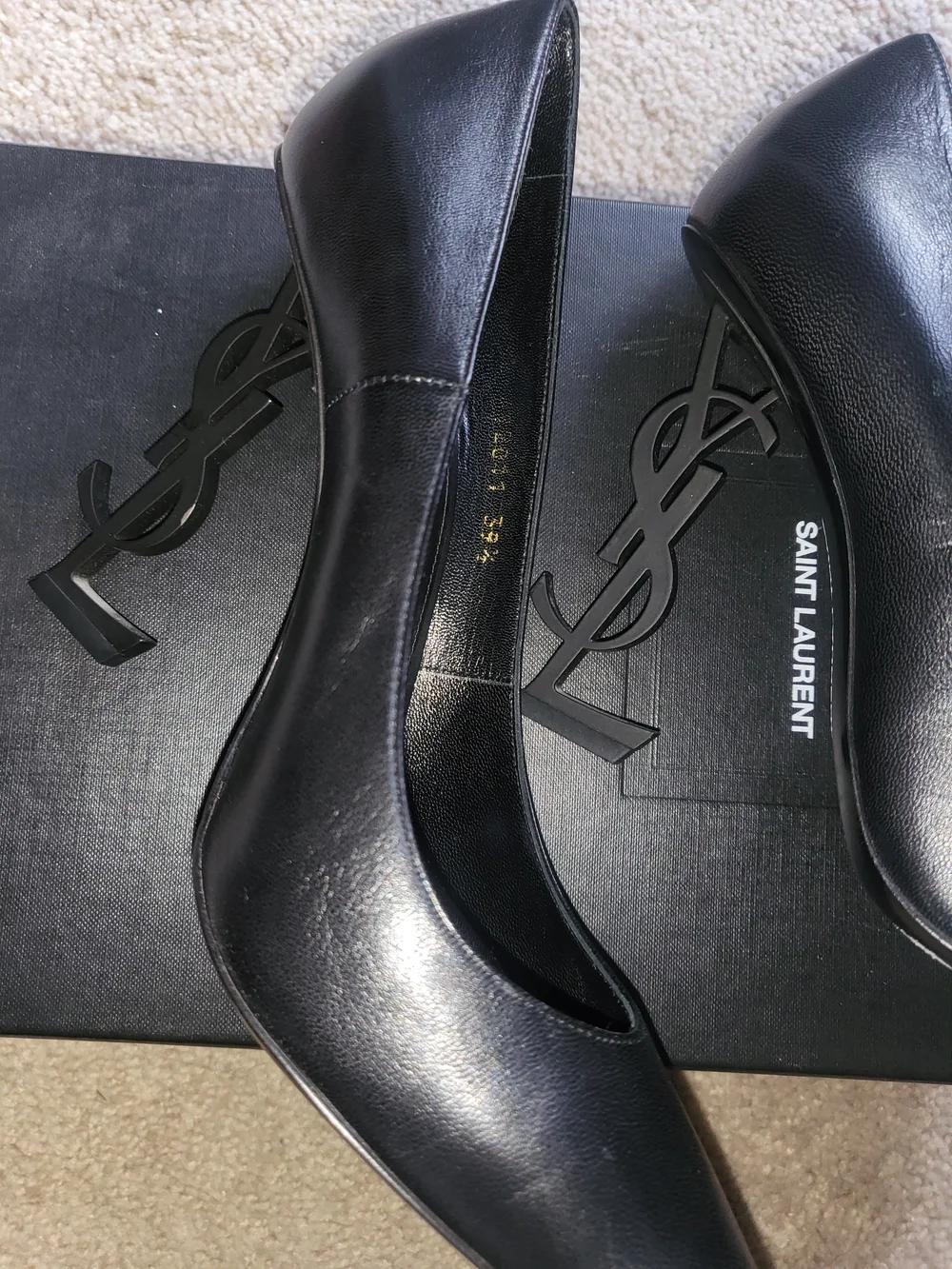 Saint Laurent Black Opyum Pointed-Toe Leather Pumps - Picture 5 of 7